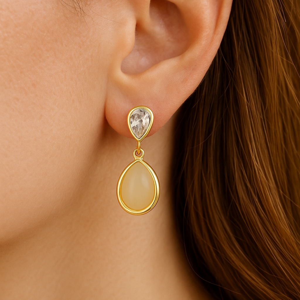 Brinco com zircônia e pingente