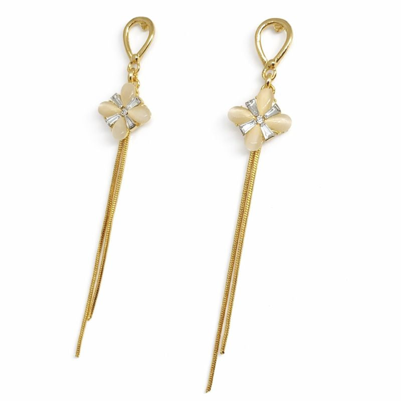 Brinco trevo com pedraria